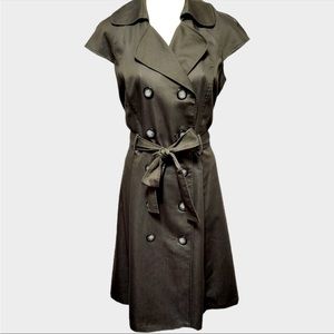Liz Claiborne Double Breasted Shirt Trench Dress - Olive Khaki - Size 12
